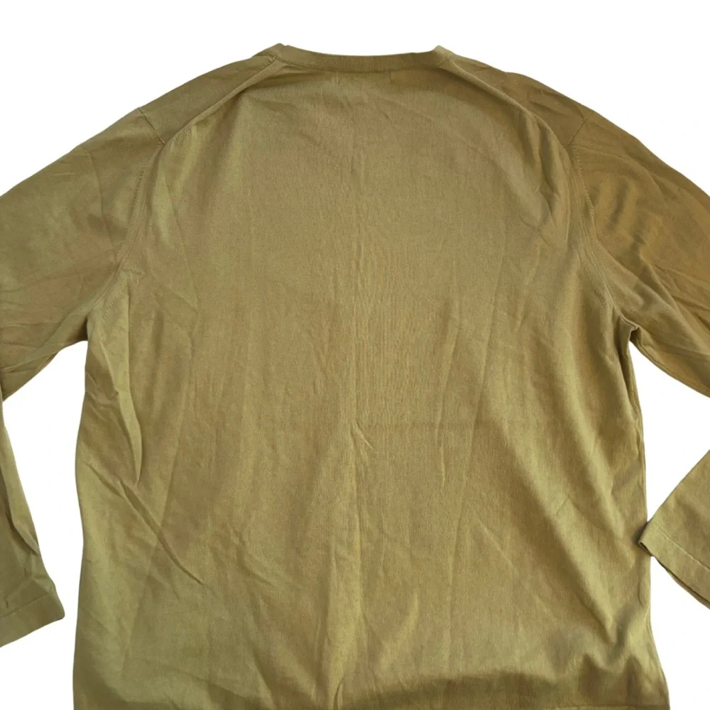 Banana Republic Men's Green Cotton Silk & Cashmere V-Neck Long Sleeve Pullover